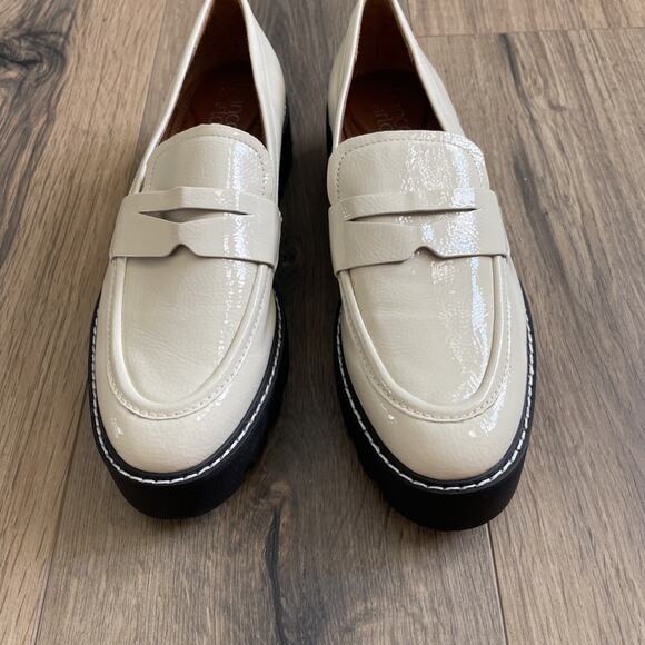 Franco Sarto Women Bazel Platform Lug Sole Loafer Cream Size 8.5 Chunky Slip On - Picture 2 of 9